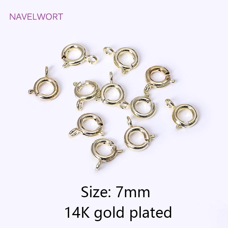 Brass 5/5.5/6/7mm 18K Gold Plated Round Claw Spring Clasp For Bracelet,Clasp For Jewelry Making,DIY Jewelry  Material Wholesale