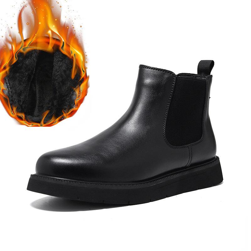men casual chelsea boots black trendy genuine leather shoes business office dress cowboy platform boot youth ankle botas zapatos