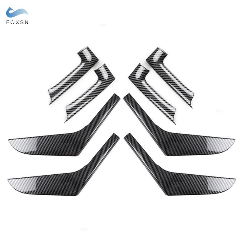 ABS Carbon Fiber Pattern Car Accessories 8pcs Door Armrest Panel Handle Strips Cover Trim For VW Golf 6 MK6 2010 2011 2012