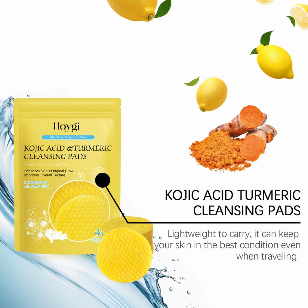40pcs Set Turmeric Cleansing Pads Kojic Acid Turmeric Cleansing Pads Wet Compress Refreshing Deep Cleansing Daily Skin Care Essential
