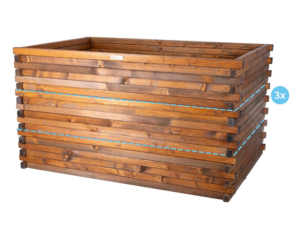 Raised Wooden Bed 100x100x24cm Greenspot - Raised Garden Bed for Herbs, Flowers, Vegetables - Wooden Garden Box, Impregnated - Timber Palisander