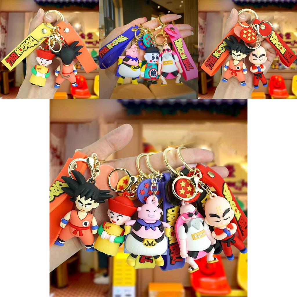 Cute Cartoon Dragon Ball Z Pvc Keychain Accessories Fun Durable Rubber Keyring For Goku Gohan Tien Buu Master Roshi