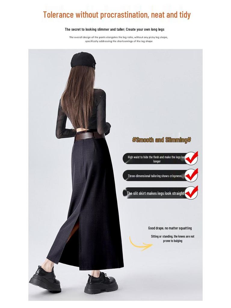 2026 Spring Women's Drapey Slimming High Waist A-Line Skirt with Belt