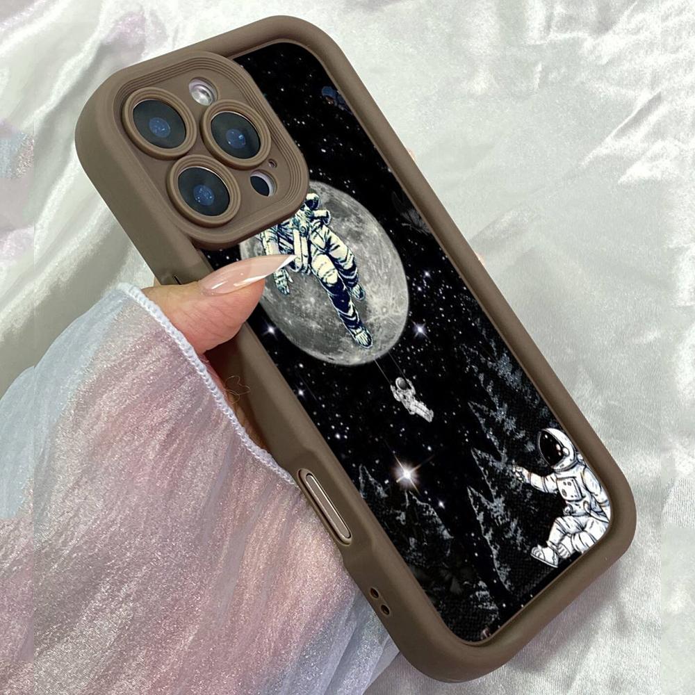 

JT25 Astronaut art Illustration Phone for for iPhone 17 Pro Max Samsung S26 A17 A07 Xiaomi Redmi Note 14 Pro Plus Soft TPU Case Cover Redmi 15C 4G/5G(171.6) коричневий