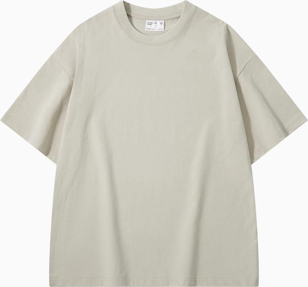 Men's Heavyweight Thickened Cotton Short-Sleeve Drop Shoulder T-Shirt, 300g, Solid Color, Trendy Summer Base Layer