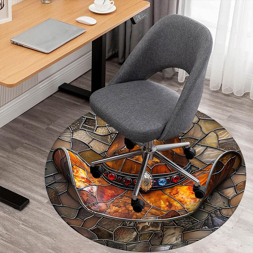 

1pc Stained Glass Cowboy Hat Round Chair mat Area Rug - Non-Slip, Floor Mat for Office, Bedroom, and Indoor Decor-1002297 80cm by 80cm