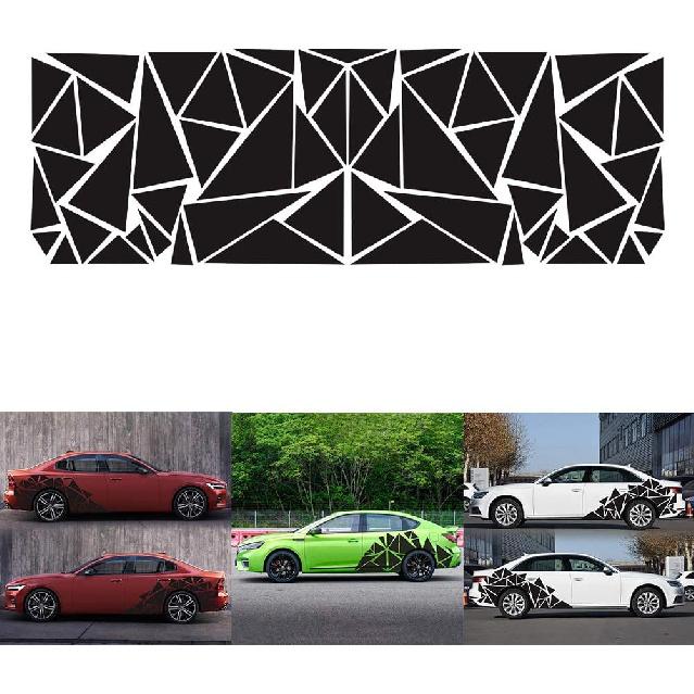 Unique Triangles Vinyl Car Side Stickers Long Stripe Big Car Decals Door Sticker Vinyl Sports Racing Decals Decorative Car Body Decoration