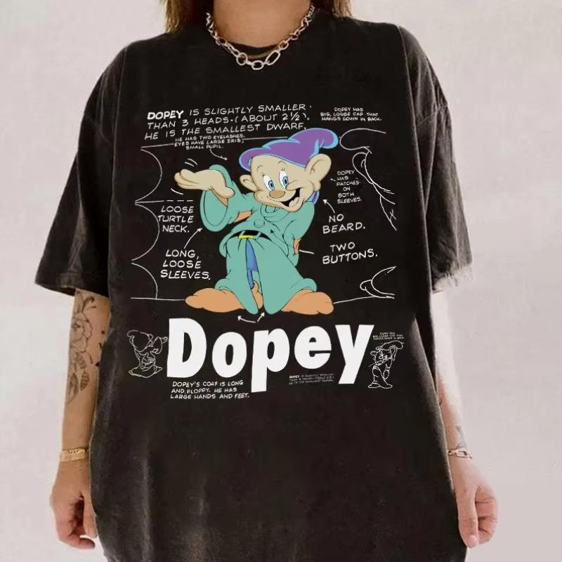 Snow White and 7 Dwarfs Dopey characteristic TShirt Princess Snow White Shirt Magic Kingdom Trip Tee S