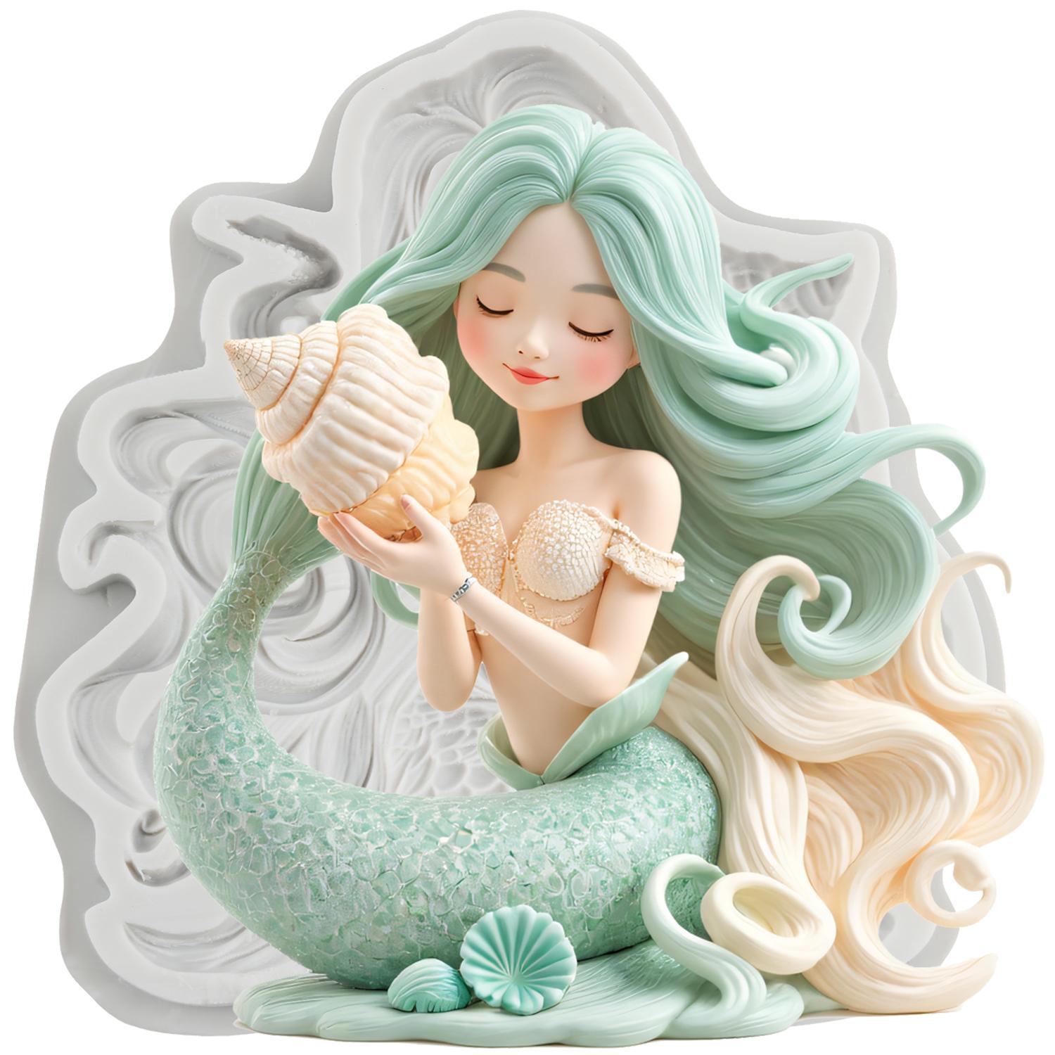 

Mermaid Silicone Molds Mermaid Fondant Mold Cake Decorating Tools Cupcake Topper Candy Chocolate Gumpaste Mold серый