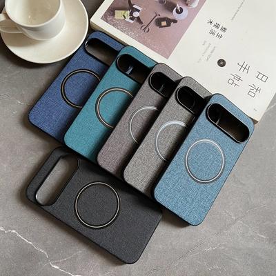 Simple Matte Linen Cloth Leather Magnetic For Magsafe Case For Google Pixel 5A 6A 7A 8A 9A 5 6 7 8 9 Pro XL 5G Shockproof Cover