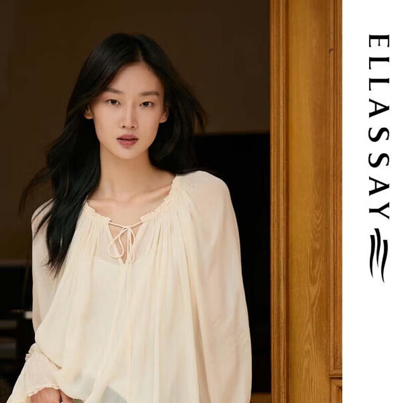 ELLASSAY Women's Minimalist Lyocell V-Neck Pullover Blouse