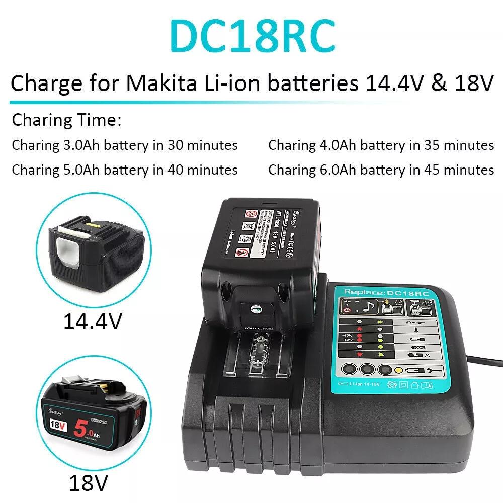DC18RC Li-ion baterie 3A nabíječka pro Makita 18V 14,4V BL1860B,BL1850B,BL1840,BL1830,BL1820,BL1415,BL1440 Nabíječka elektrického nářadí