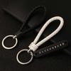 Hand Woven Leather Strap Phone Number Keychain Car Key Clip  Car Key Holder Lanyard Keyring