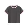 Heavyweight color-blocked round-neck women's simple versatile short-sleeve T-shirt, regular shoulder, cropped slim-fit top