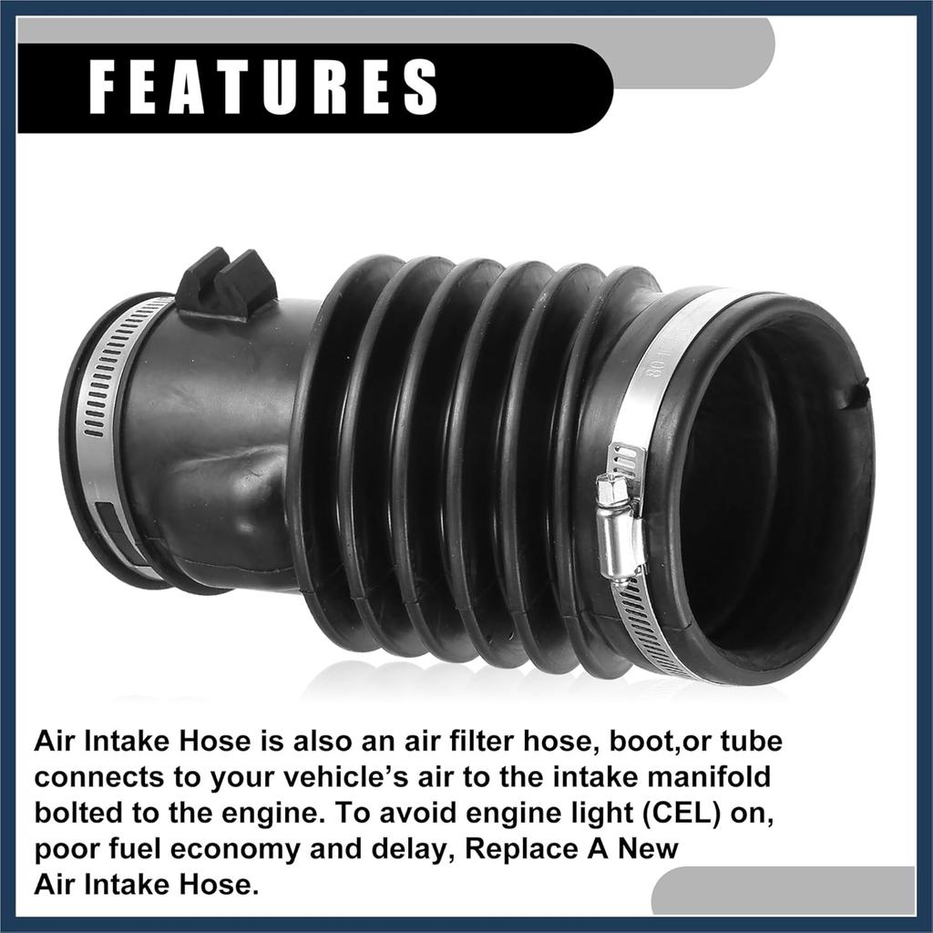 Luftfilter Ansaugschlauch Rohr mit Klemmen 17228-RDA-A00 - Auto Motorfilter Lufteinlasskanal Schlauch Rohr - für Acura TL 2007-2008 Gummi Schwarz - 1 Stück
