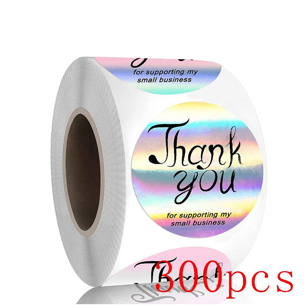 50-500Pcs Rainbow Laser Thank You Stickers 1 Inch White Thank You Small Business Sticker For Crafts Gift Packaging