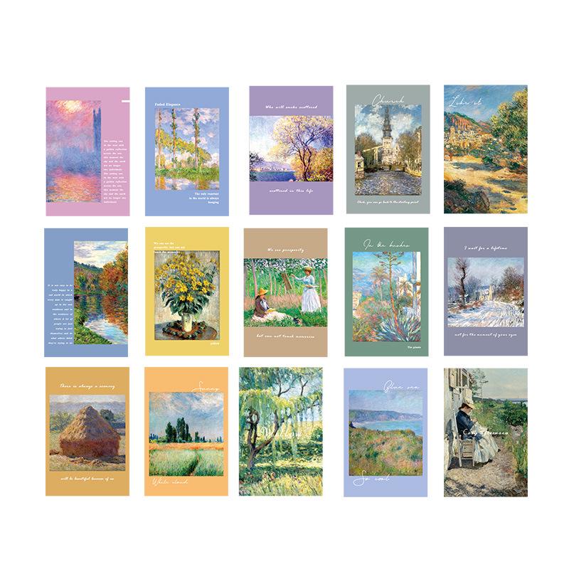 

15 шт. Всесвітньо відома листівка з картинками Ван Гог Матісс Моне Картина маслом Вітальні листівки Модні канцелярські товари Monet B