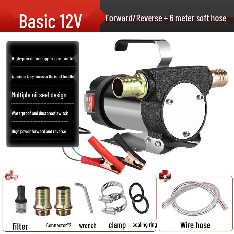 Electric Oil Pump 12v/24v Universal, 220v Diesel Pump, Self-Priming Refueling System