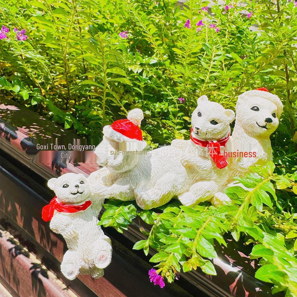 Christmas Gnome and Bear Resin Ornament for Shelf or Desktop