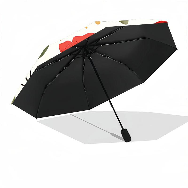 1pc Floral Pattern Automatic Open 8-Rib Windproof Umbrella, Travel & Commuting, Suitable for All Seasons