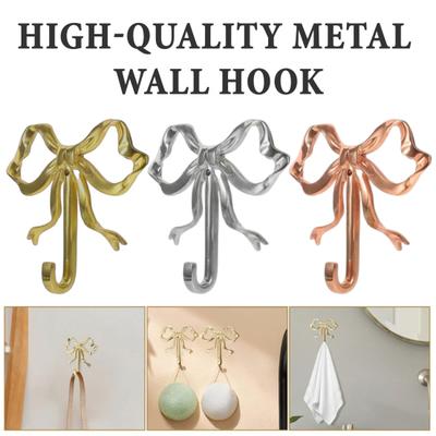 Metal Bow Shape Wall Hooks Decorative Key Bag Hanging Hook