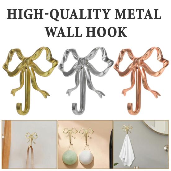 Metal Bow Shape Wall Hooks Decorative Key Bag Hanging Hook Load-bearing Towel Hat Jacket Key Holder for Home Decor
