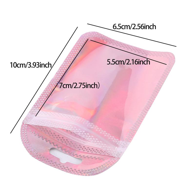 50pcs Thicken Ziplock Bags Resealable opp Bags Holographic Laser Color Plastic Pouch for Jewelry Display Packaging Storage Bag