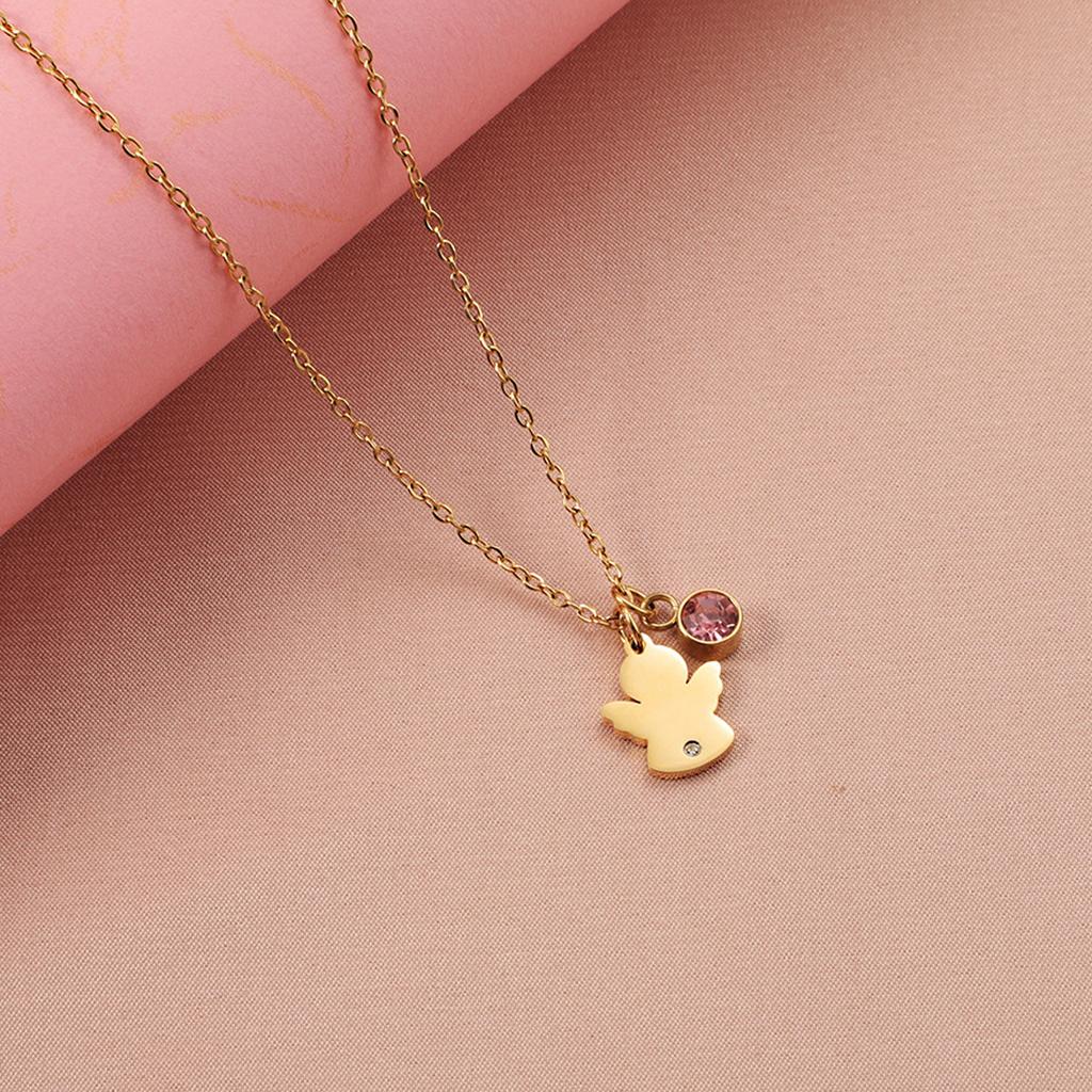 Engle Fødselssteiner Halskjede Halskjede i Rustfritt Stål Dåps Kommunionsgave Stilig Spirituell Smykke med Edelstener