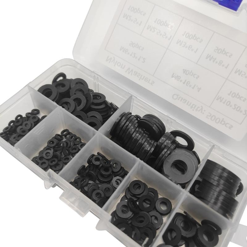 Pack of 500 Plastic Washers Washers Black Nylon Spacer Sleeves Plastic Washers Assortment Spacers 8 Size Washers Set