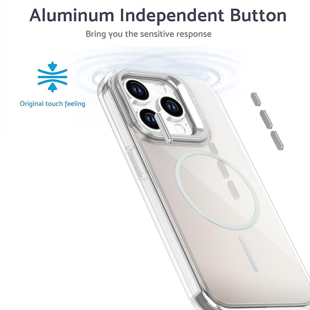 For iPhone 15 Pro Case Compatible with MagSafe TPU+Acrylic Gradient Phone Cover with Kickstand