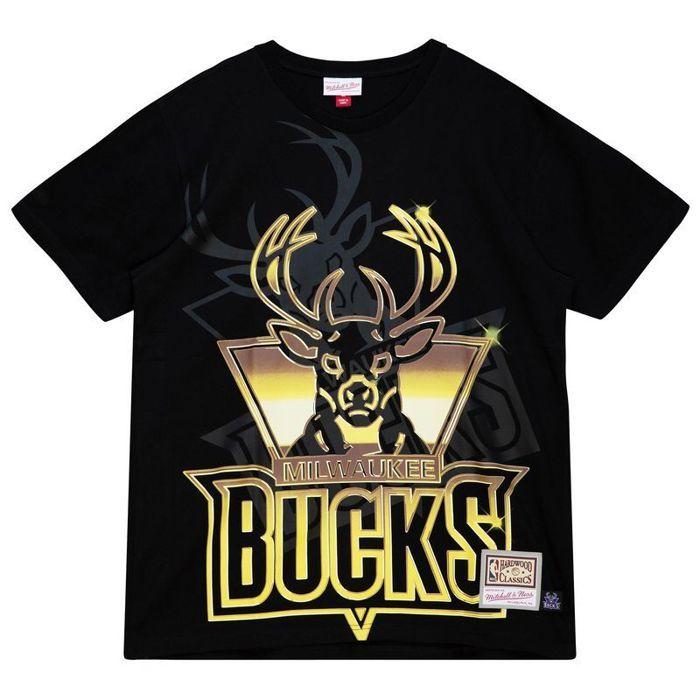 T-shirt - MITCHELL & NESS - Milwaukee Bucks NBA Big Face 4.0 - Krótki rękaw - Unisex - Oddychający