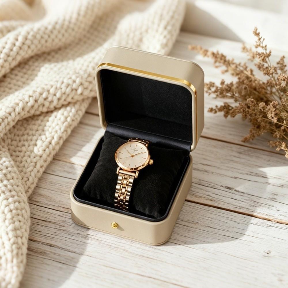 With Watch Pillow Watch Holder Box Gold Trim Gift Packaging Case Luxury Jewelry Organizer Bracelet