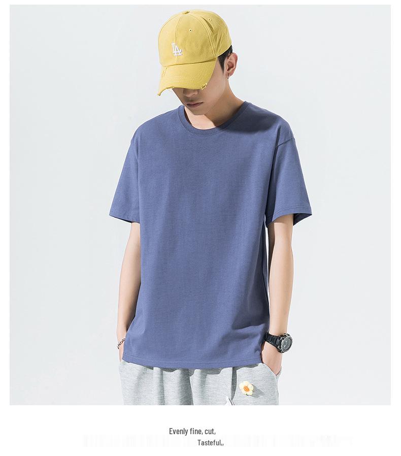 

Мужская футболка с коротким рукавом из 100% гребенного хлопка в гонконгском стиле, свободного кроя, с небольшим спущенным плечом, рукав до локтя, 200 г/м². 6XL