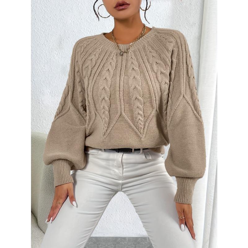 Women'S Chunky Sweater - Beige/Neutral-Toned Sweater for Fall/Winter, Cozy Sweater for Everyday & Formal Outfits, Women'S Sweater Clothing