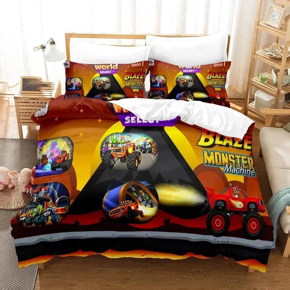 

top Blaze N Monster Machines Bedding Set Cartoon Duvet Cover Double Twin Full Queen King Adult Kid Bedclothes Quilt Cover 135x200cm