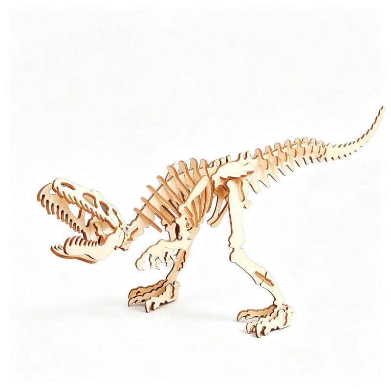 3D Dinosaur Puzzle: Wooden Hand-Assembled Educational Toy for Kids
