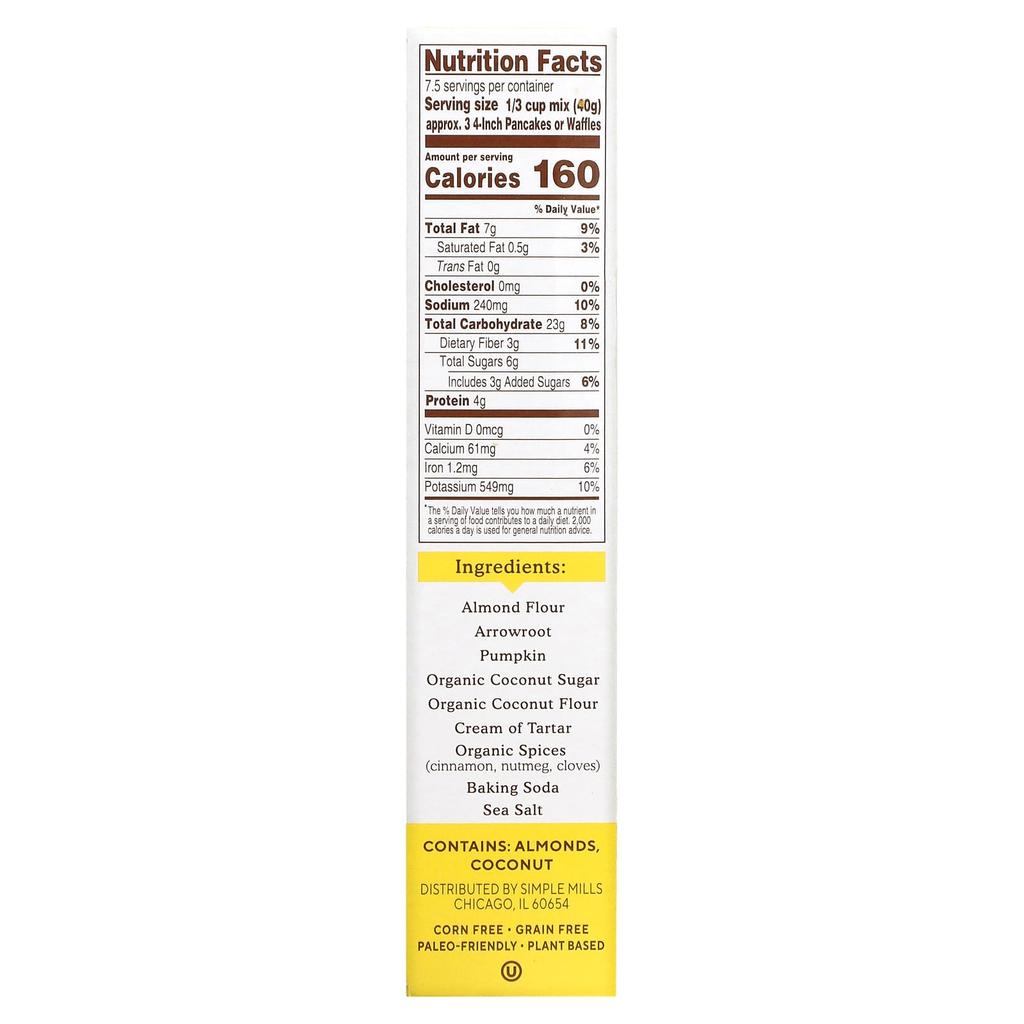 Simple Mills, Almond Flour, Pancakes & Waffles, Pumpkin, 303g (10.7oz)