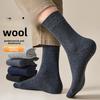 Wool Socks - Men's Thick and Warm Mid-calf Winter and Autumn Thermal Socks with Stretch, Soft and Comfortable, Anti-bacterial Feature.