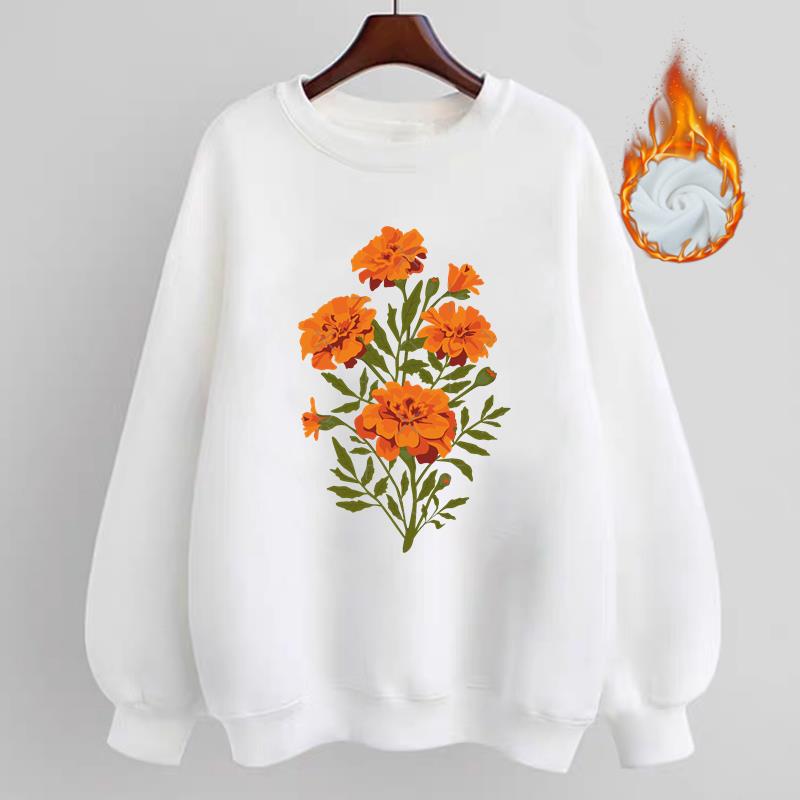 

(Азиатский размер) Сладкий цветок в стиле 90-х, женский принт, весна-осень-осень-зима, модные повседневные пуловеры, флисовая одежда, толстовки с графическим рисунком