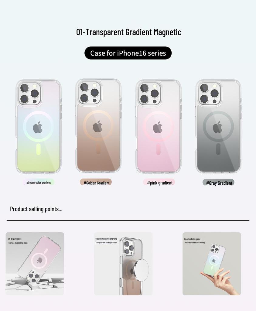 Dopamine Gradient Iridescent Case for iPhone 17 Pro Max/16 Fashion Protective Cover