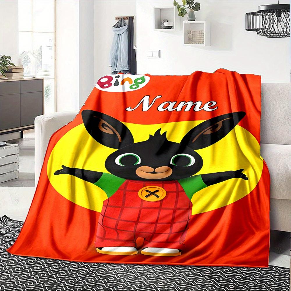 Bing Bunny Flannel Blanket With Customizable Name Soft And Comfortable Shawl Blanket For All Seasons Suitable For Home Travel Camping Office