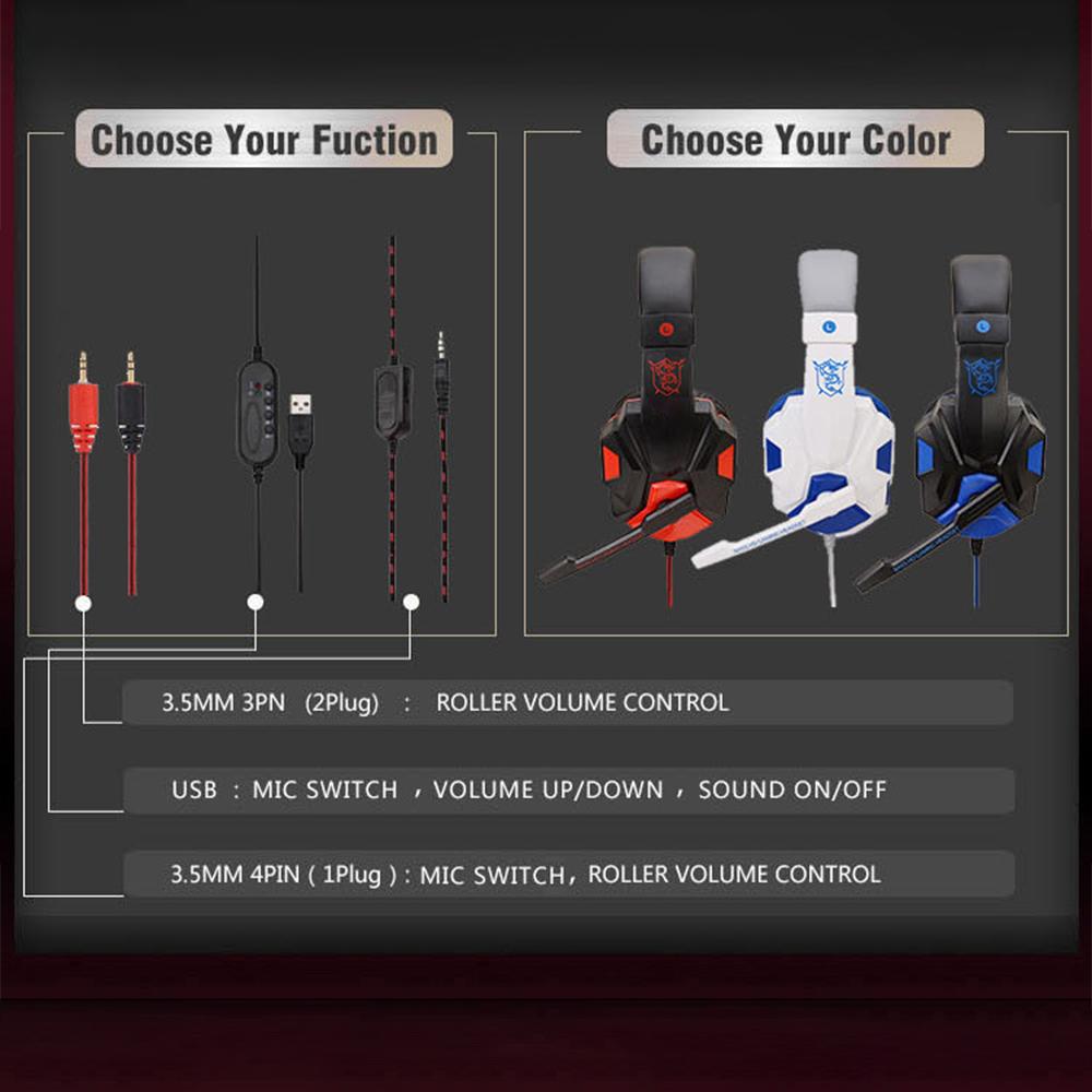 Casque filaire PS4/PS5/Xbox/Smartphone/PC Casque de jeu réglable à 120° avec microphone à réduction de bruit