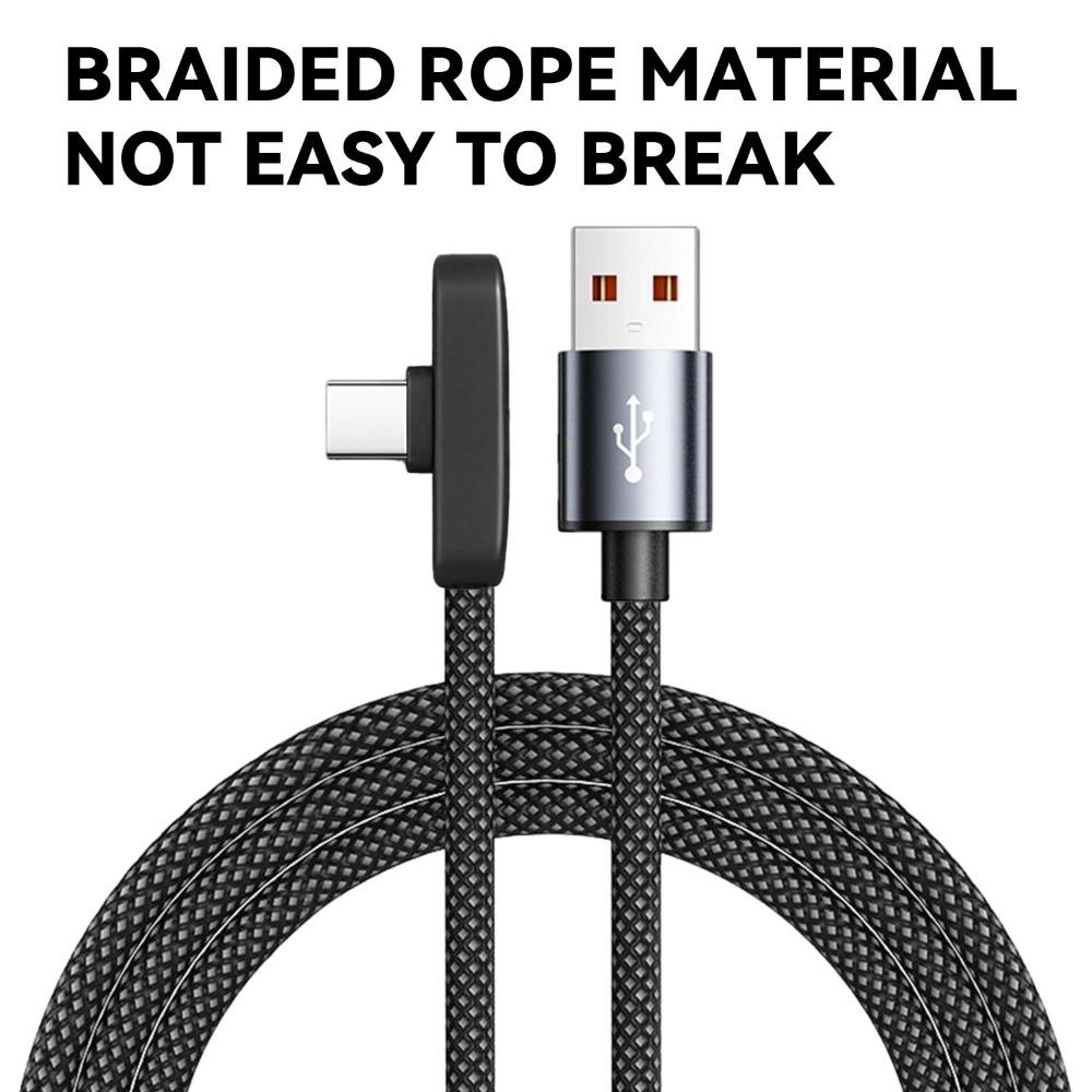 3-1PCS 100W 6A Right-angle USB To Type-C Fast Charging Data Cable Braided Cord for IPhone Samsung Xiaomi Phone Laptop 1/1.5/2m