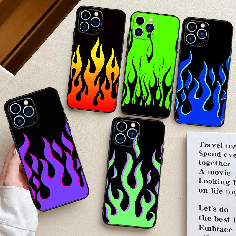 Blue Red Flame Fire Phone Case For iPhone 13 11 12 14 15 16 Pro Max 7 8 Plus X XS XR 12 13 Mini Bumper Cover