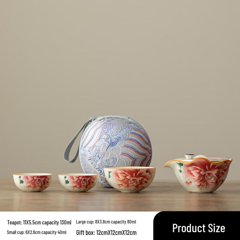 Haofeng Винтажный Позолоченный Пион Керамический Дорожный Чайный Набор