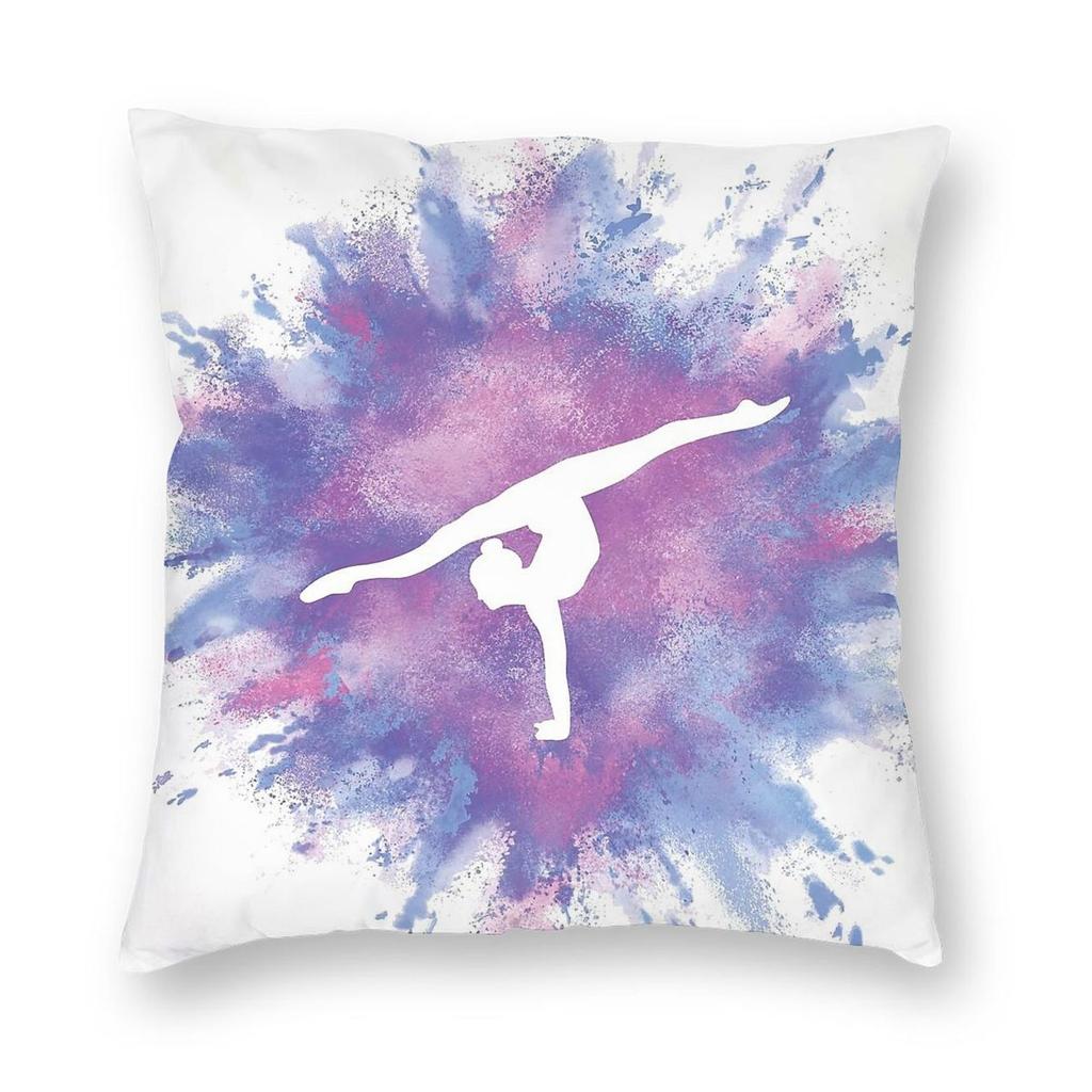 Gymnast Rainbow Explosion Pink Square Pillowcase Polyester Linen Velvet Creative Zip Decor Pillow Case Bed Cushion Cover