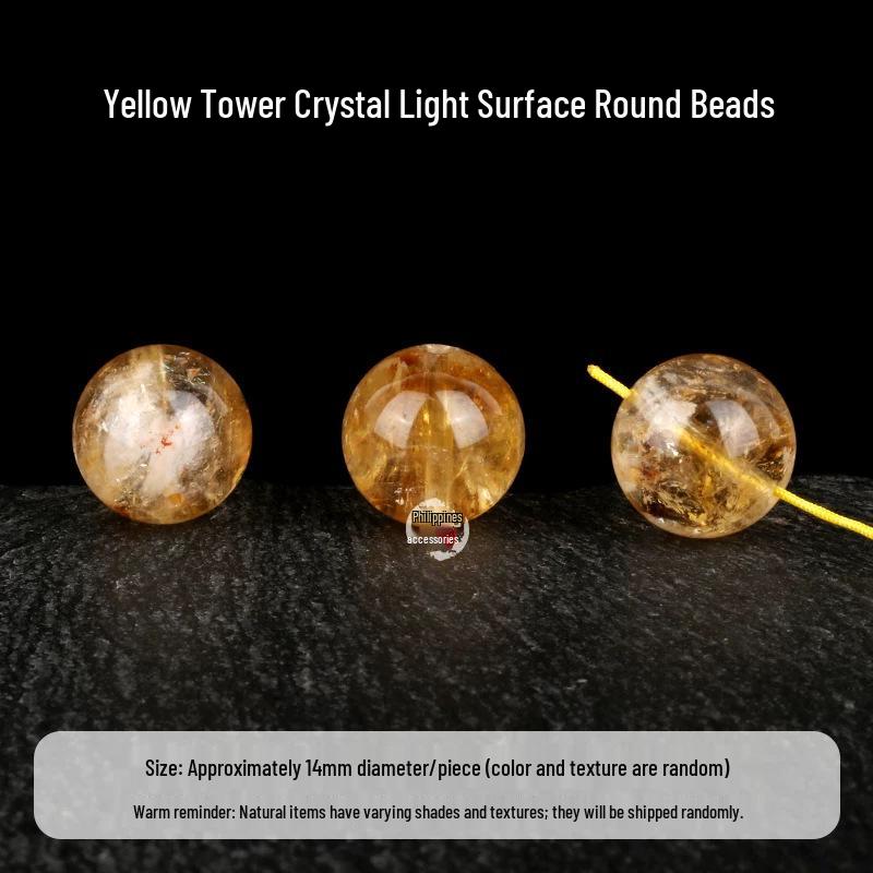 Natural Yellow Topaz & Citrine Crystal Round Bead Bracelet with Azeztulite for DIY Beading Accessories