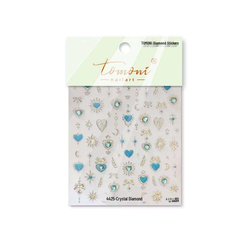 Crystal Diamond Nail Art Stickers - Heart, Star, Moon & Bow Designs