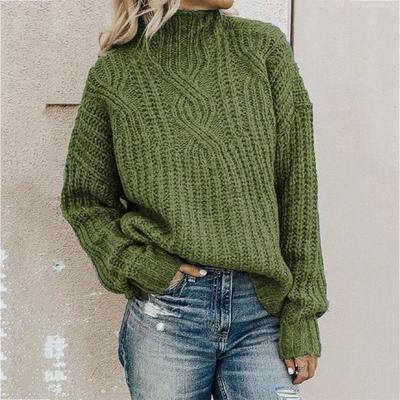 Women's High Neck Cable Knit Sweater Pullover