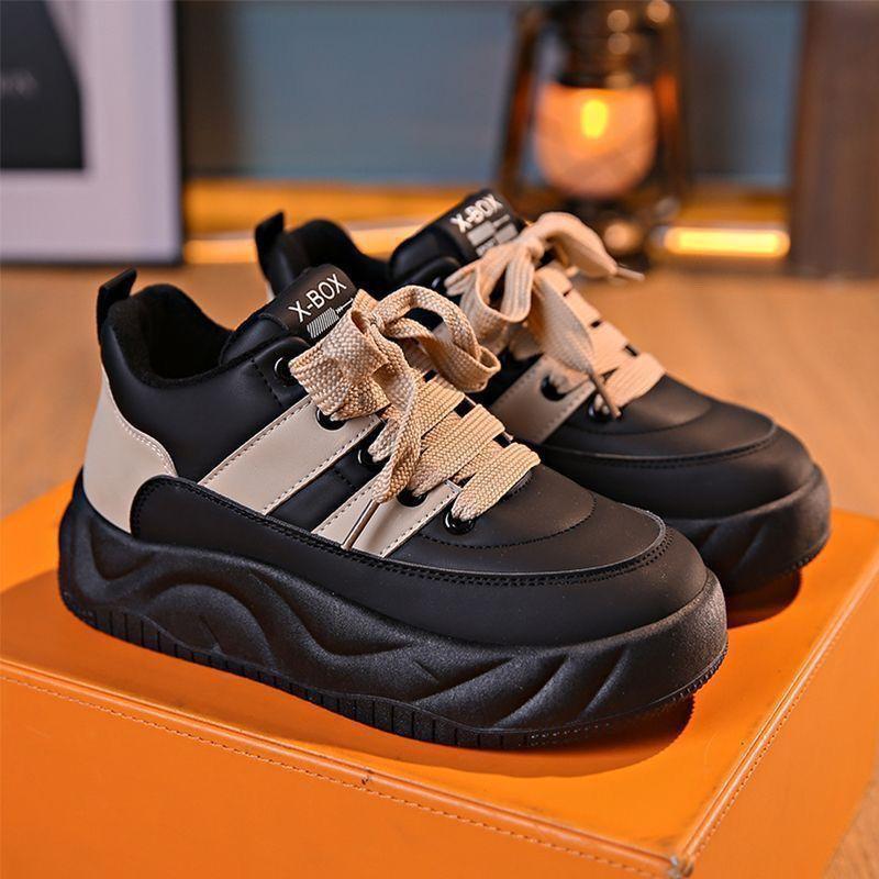 

New autumn dad shoes children 2025 super fire versatile platform bread shoes comfortable leather sports casual board shoes 35